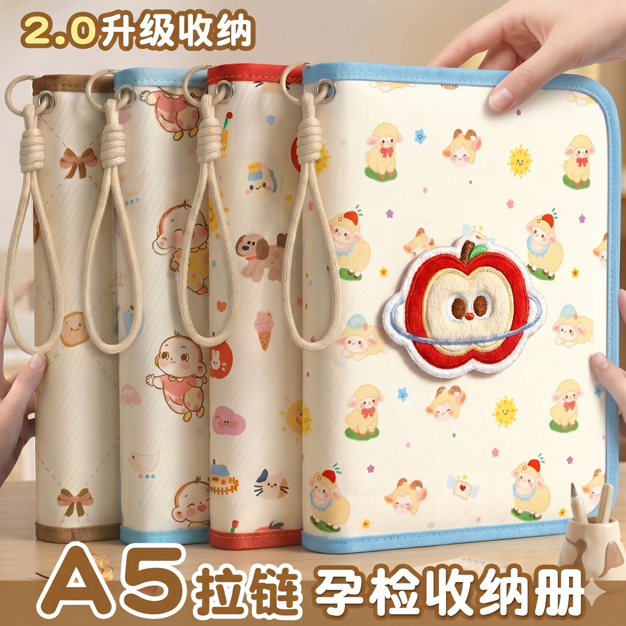 心做产检收纳册孕检收纳袋孕妇初期必备用品医院报告单孕期档案册带拉
