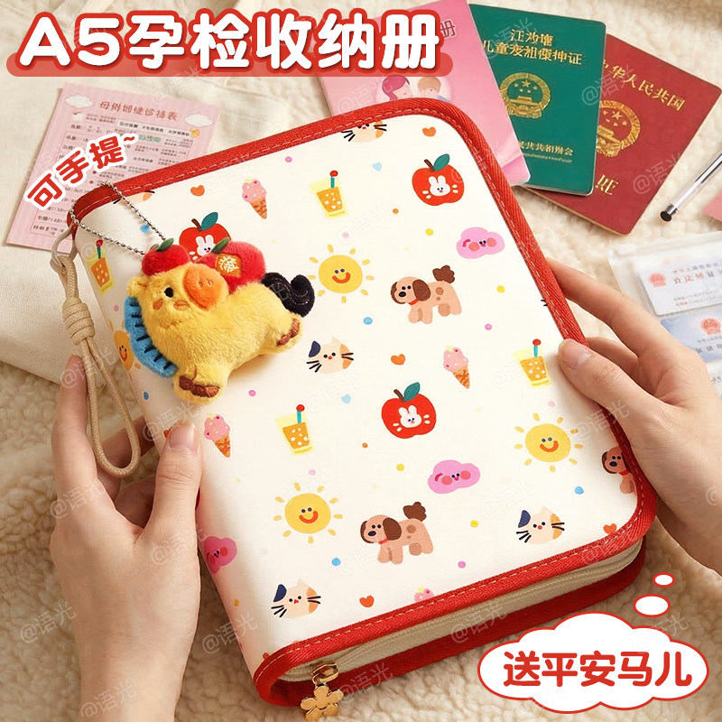 产检收纳册孕检收纳袋孕妇初期必备用品医院报告单孕期档案册带拉链产