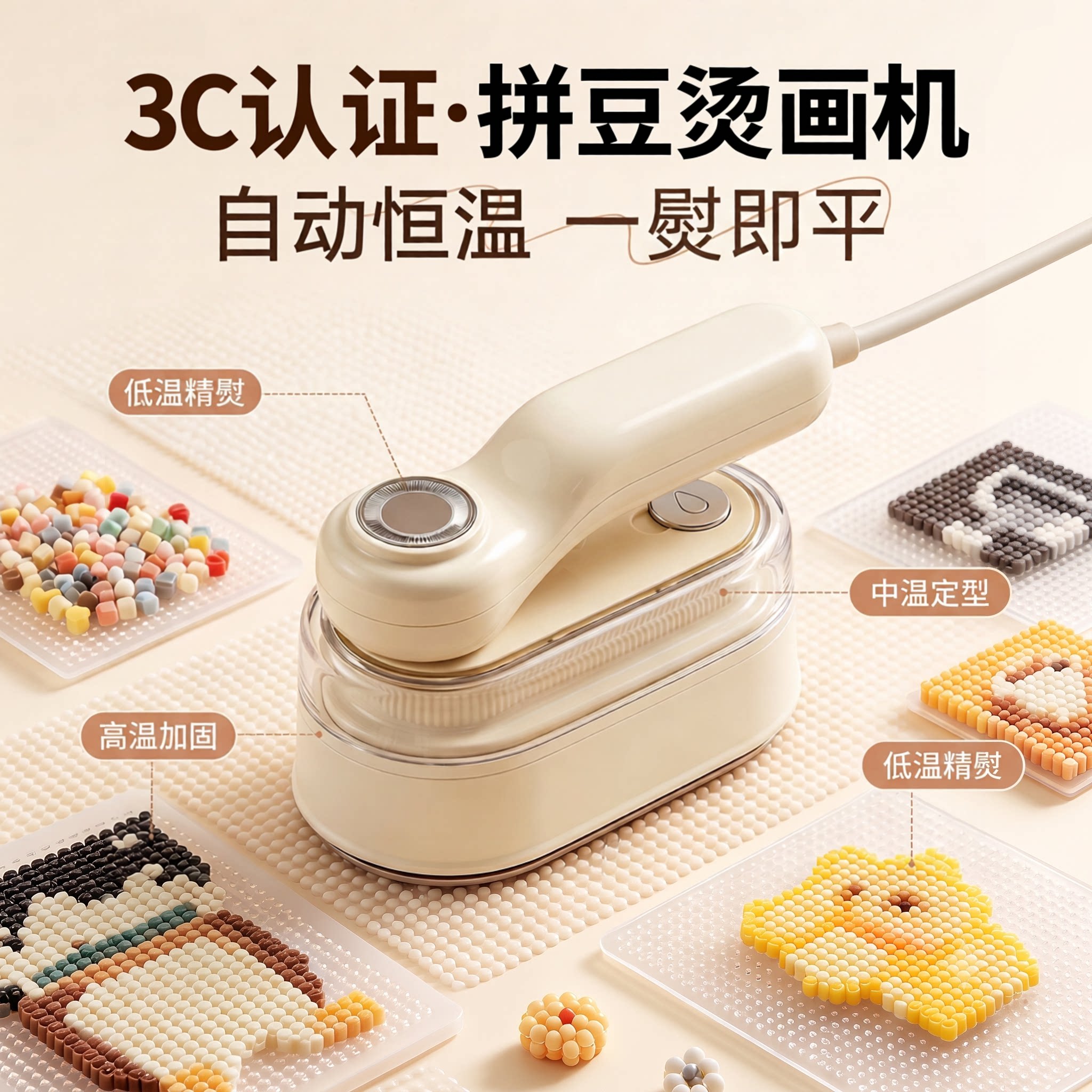 【3C认证烫豆无孔】拼豆烫画机图片