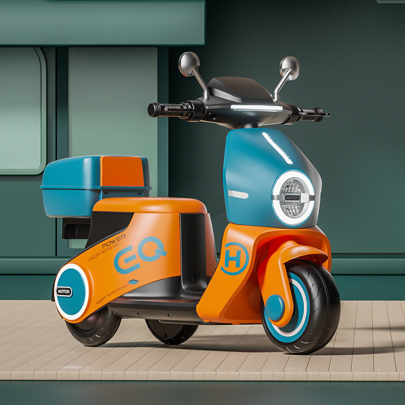 儿童电动摩托车三轮车男女孩宝宝电瓶车小孩可坐人充电遥控玩具车