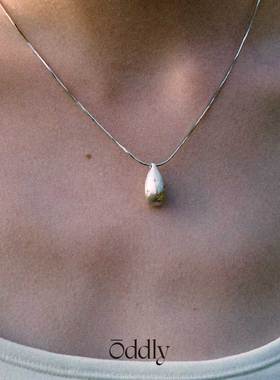 oddly 2025年新款拉丝星星水滴镀金 纯银项链小众轻奢高级感颈链