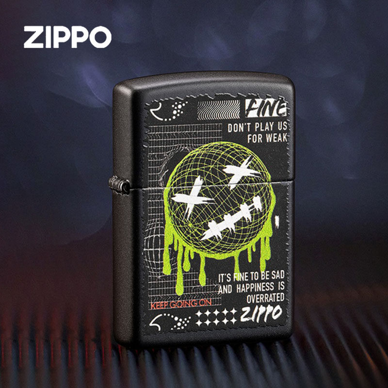Zippo正版防风煤油打火机 面具之下彩印笑脸芝宝官网创意礼品收藏