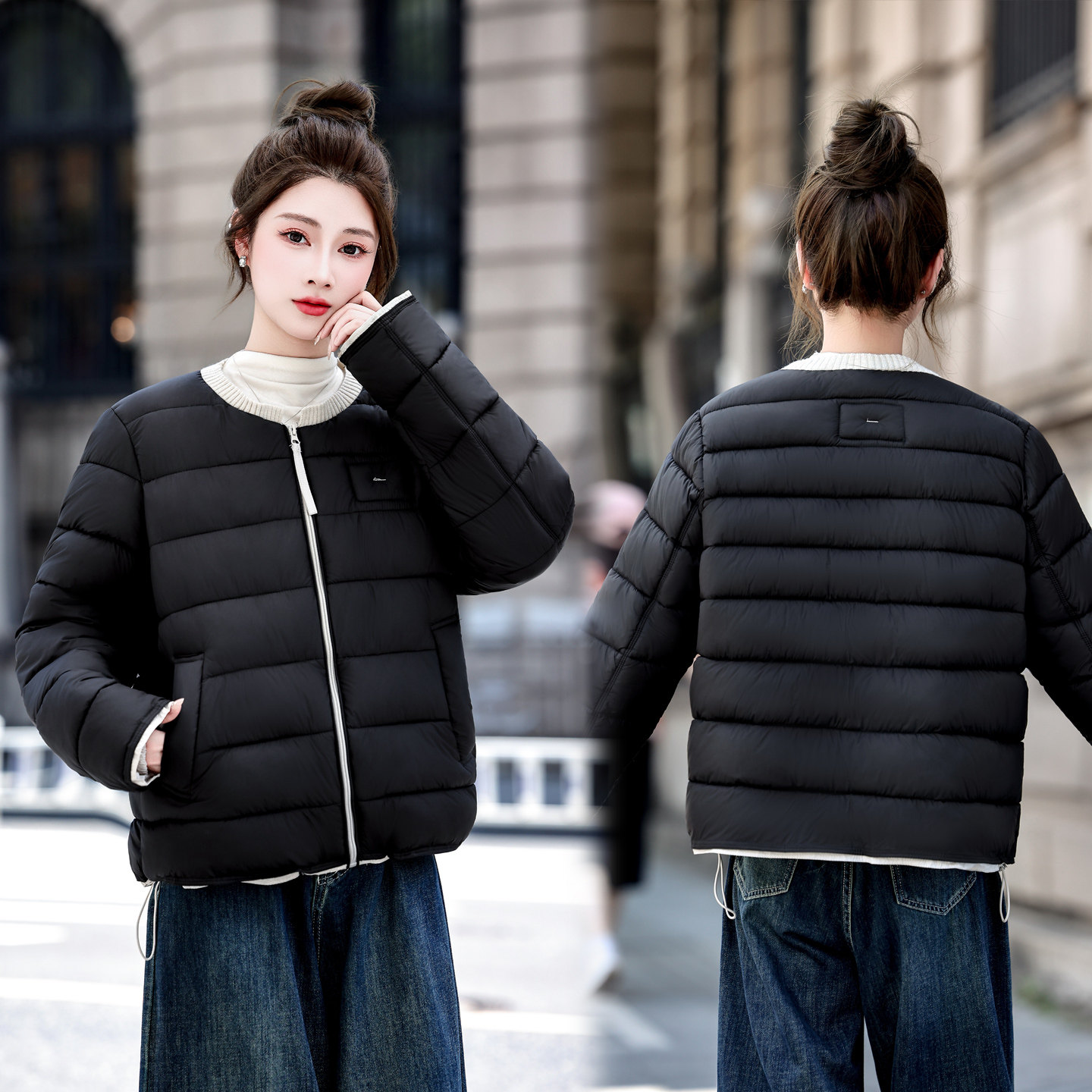 小个子显瘦短款棉服女冬季新款黑色加绒加厚洋气百搭高级感通勤潮