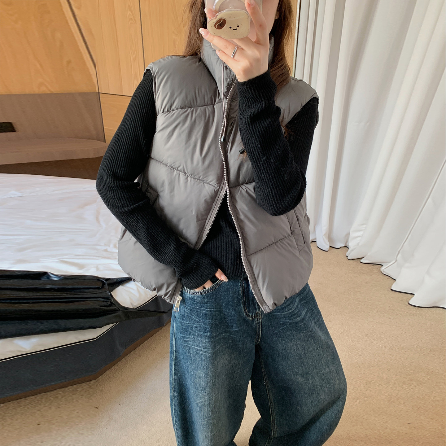 2026新款秋冬加厚立领棉马甲女