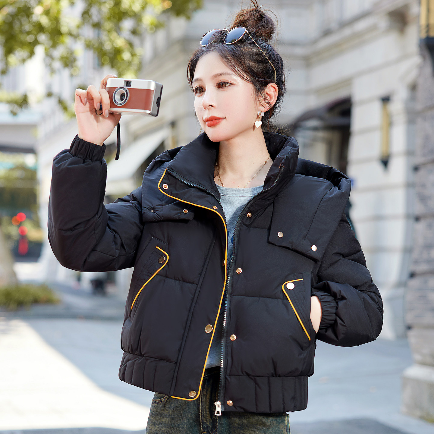 小个子短款加厚防风保暖女棉服