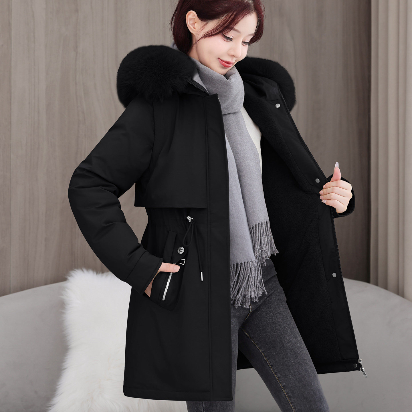 冬季女加厚保暖派克服棉服