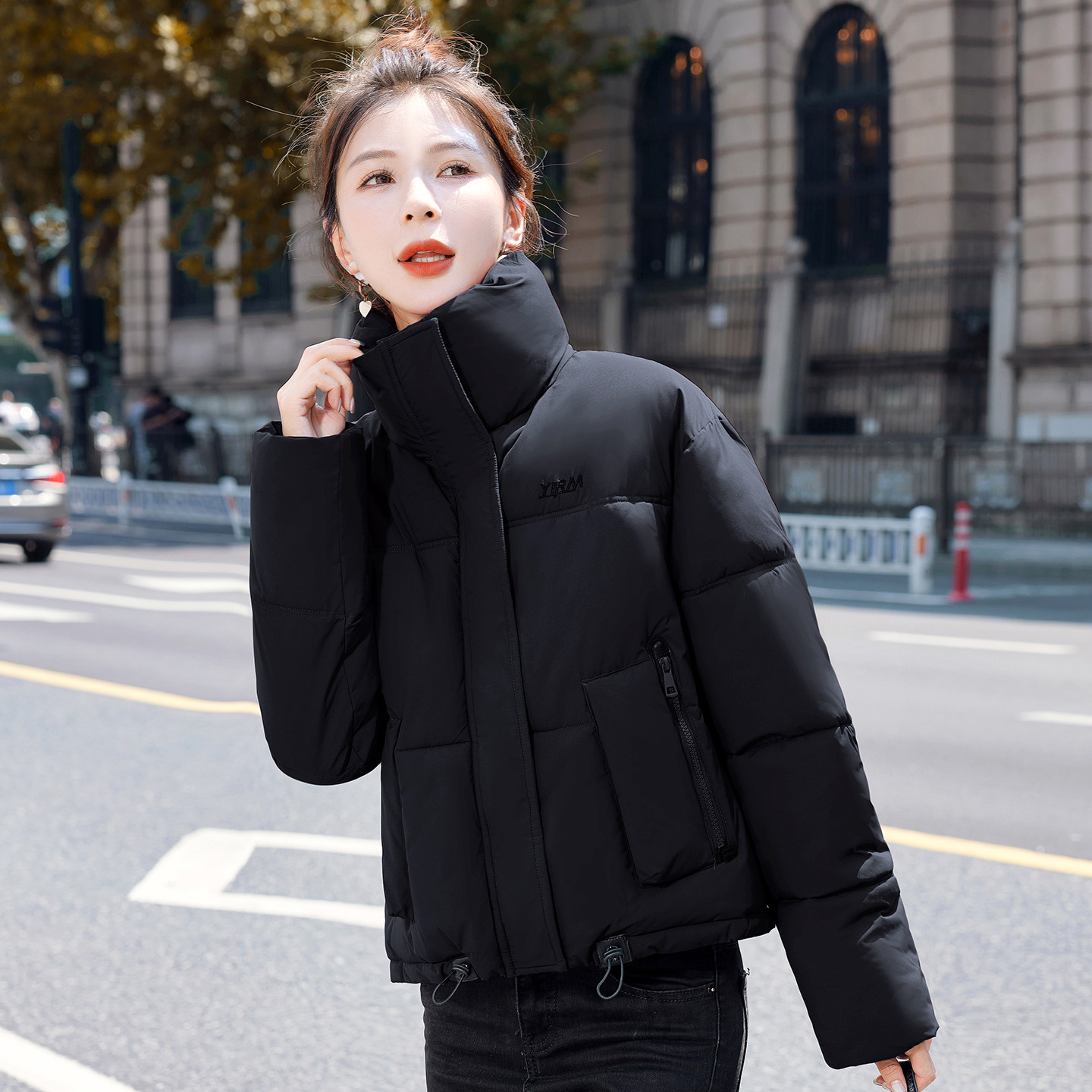 2026冬装立领短款加厚保暖棉服女