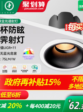 雷士照明嵌入式小山丘射灯led可调家用全光谱防眩护眼未来光雪霁