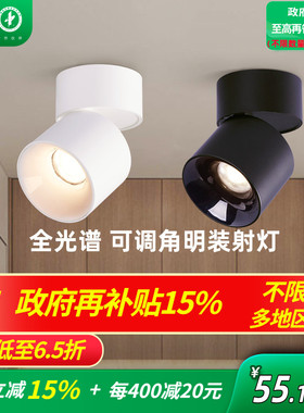 雷士照明led筒灯射灯明装可折叠免开孔桶灯客厅背景墙玄关天花灯