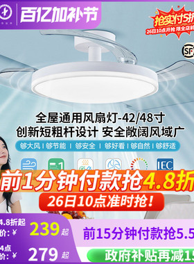 雷士照明风扇灯客厅餐厅卧室灯吊扇灯家用吊灯简约电扇枕边风灯具