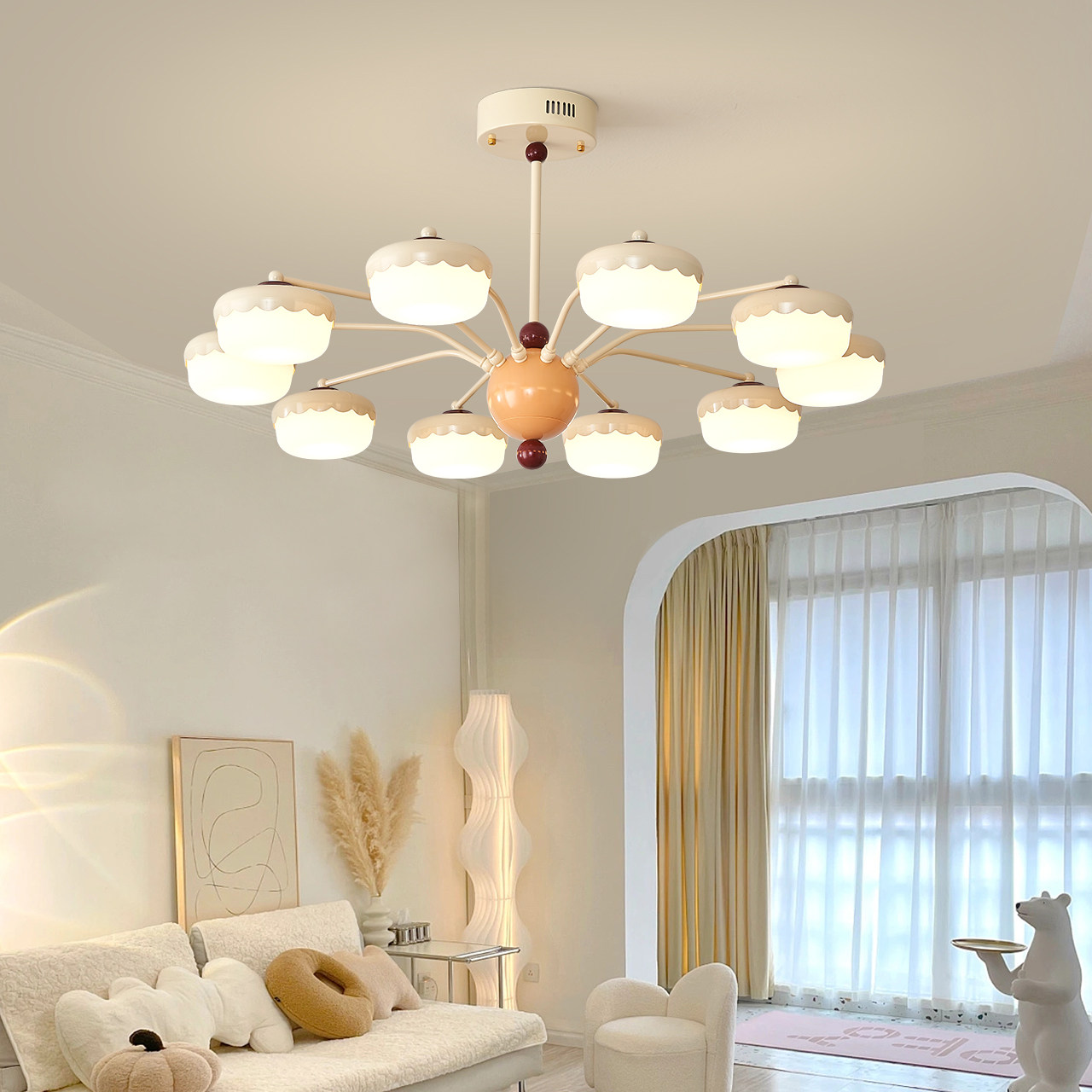 【特价清仓】雷士照明奶油风客厅吊灯简约现代餐厅灯具舒芙蕾吊灯