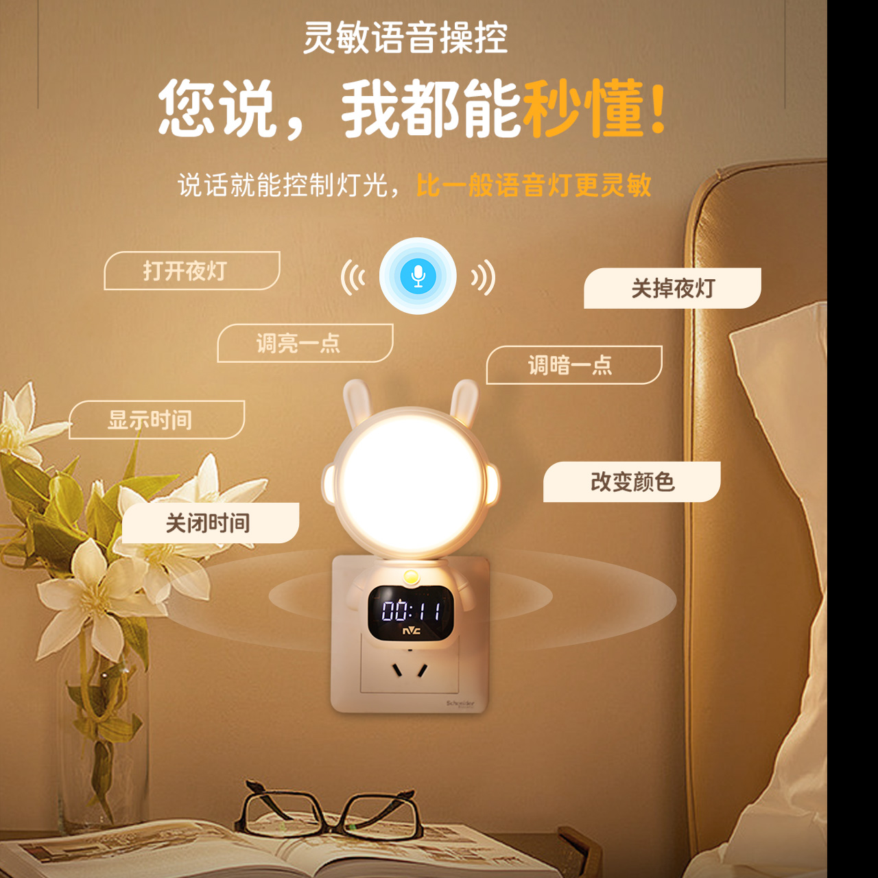 雷士照明小夜灯婴儿喂奶智能语音声控遥控卧室睡眠床头夜晚伴睡灯 家装灯饰光源 小夜灯 原图主图