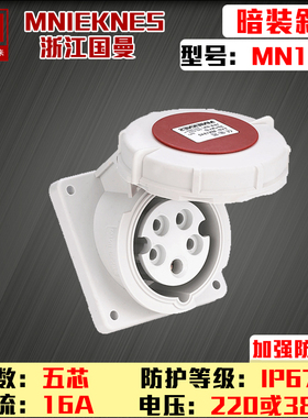 MN1542浙江国曼MNIEKNES380V五芯5P16A-6h工业3P+E+N防水暗装插座