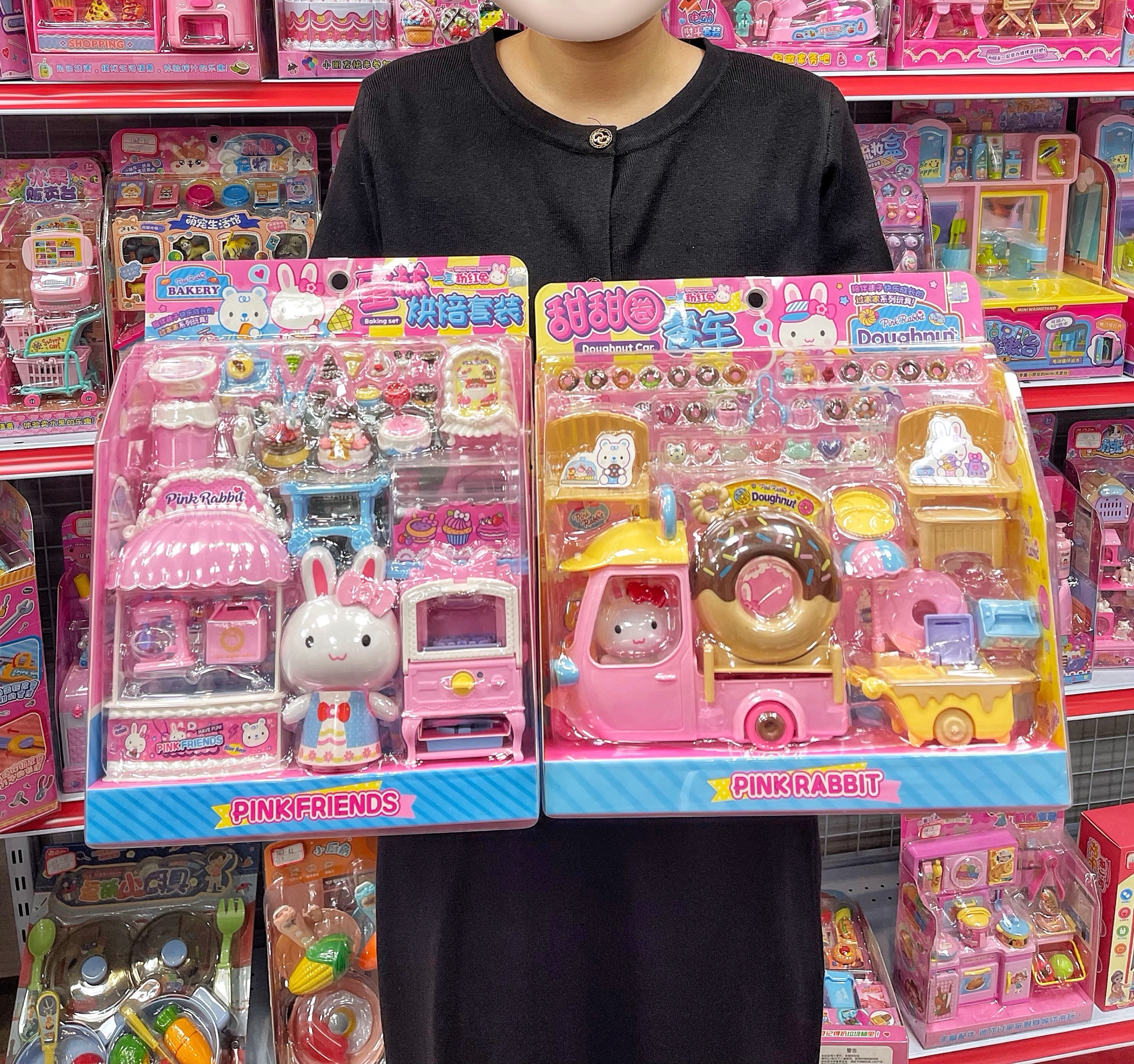 一言粉色兔甜品餐车仿真蛋糕烘培玩具甜甜圈女孩粉色过家家玩具