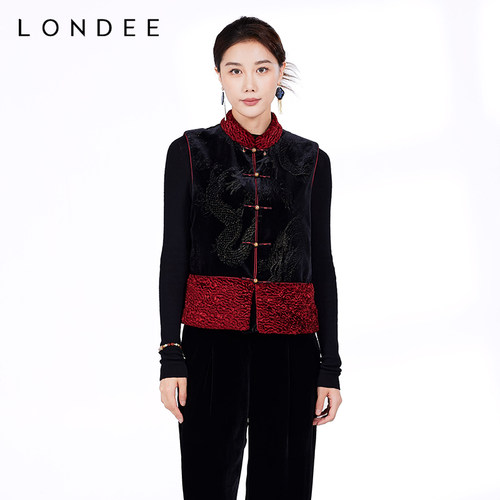 Londee/龙笛中国风绣花马甲背心新中式马夹女4T27173