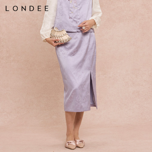 Londee/龙笛新中式提花女重工刺绣马甲半身裙（不含上衣）6S23177