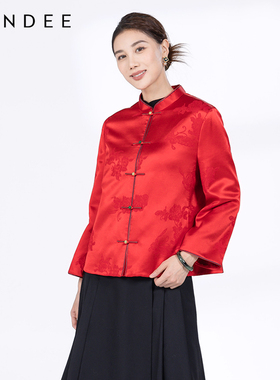 Londee/龙笛中国风新年高级感新中式红装秋冬保暖外套上衣4T25173