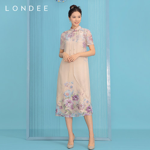 龙笛春夏款飘逸印花礼服