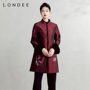 Londee/龙笛新中式立领缎面中国风高级感上衣夹棉秋冬外套3T25095