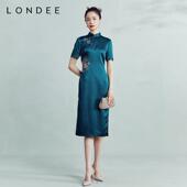 Londee 龙笛新中式 国风显瘦优雅气质连衣裙改良刺绣旗袍裙3T21287