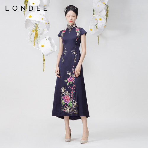 Londee龙笛精美牡丹刺绣敬酒礼服