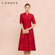 气质红色刺绣连衣裙宴会礼服红装 Londee 龙笛新中式 旗袍6S26580