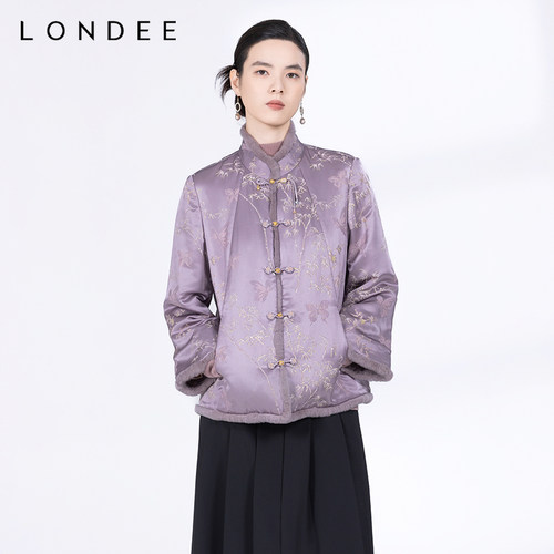 Londee/龙笛新中式重工提花外套夹棉毛毛保暖冬季棉服上衣4T25176