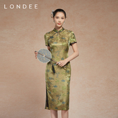 Londee 龙笛新中式 气质高雅绿国风改良旗袍高级提花连衣裙5T21197