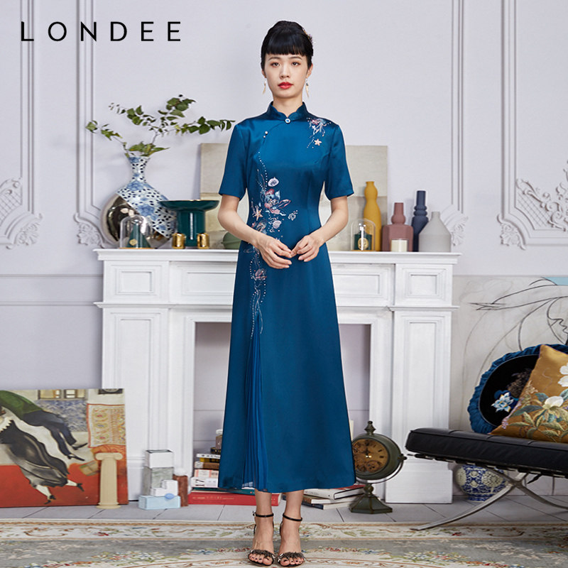 Londee/龙笛优雅复古修身礼服旗袍3S26597
