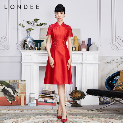 红装订婚礼服中式结婚旗袍连衣裙