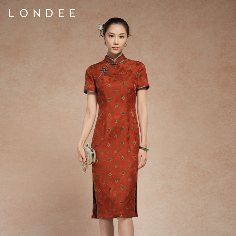 Londee/龙笛新中式高雅旗袍国风桑蚕丝气质高级感连衣裙女5T21269