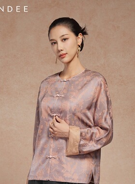 Londee/龙笛春季新款新中式国风衬衫外套女复古长袖上衣5T25299