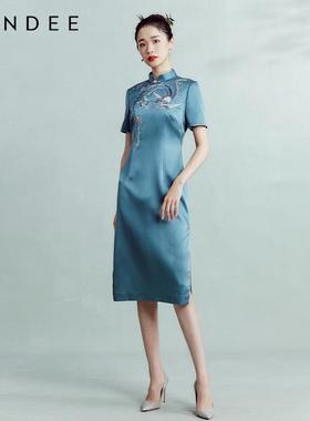 Londee/龙笛新中式国风优雅连衣裙日常款高端修身改良旗袍3T21295