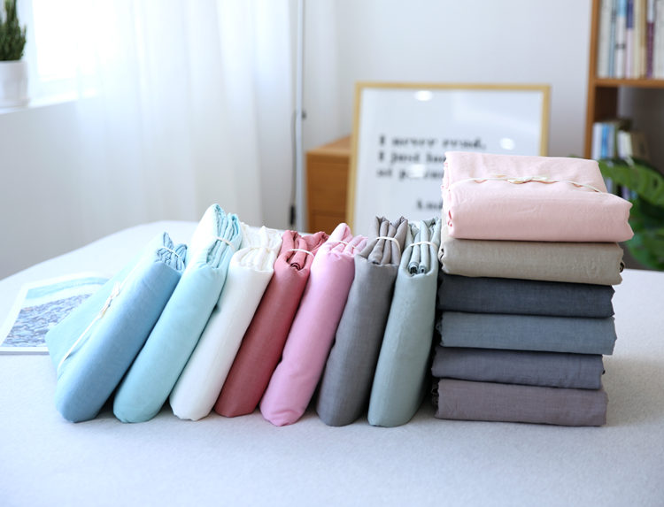 日本纯色水洗棉床笠良品单件双人1.8床单无印素色150x200床罩床品