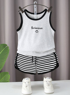 新款夏季儿童休闲洋气背心套装