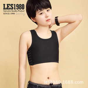 les1980网布束胸内衣裹胸 les短款 学生透气夏季束胸衣cos拉拉帅t