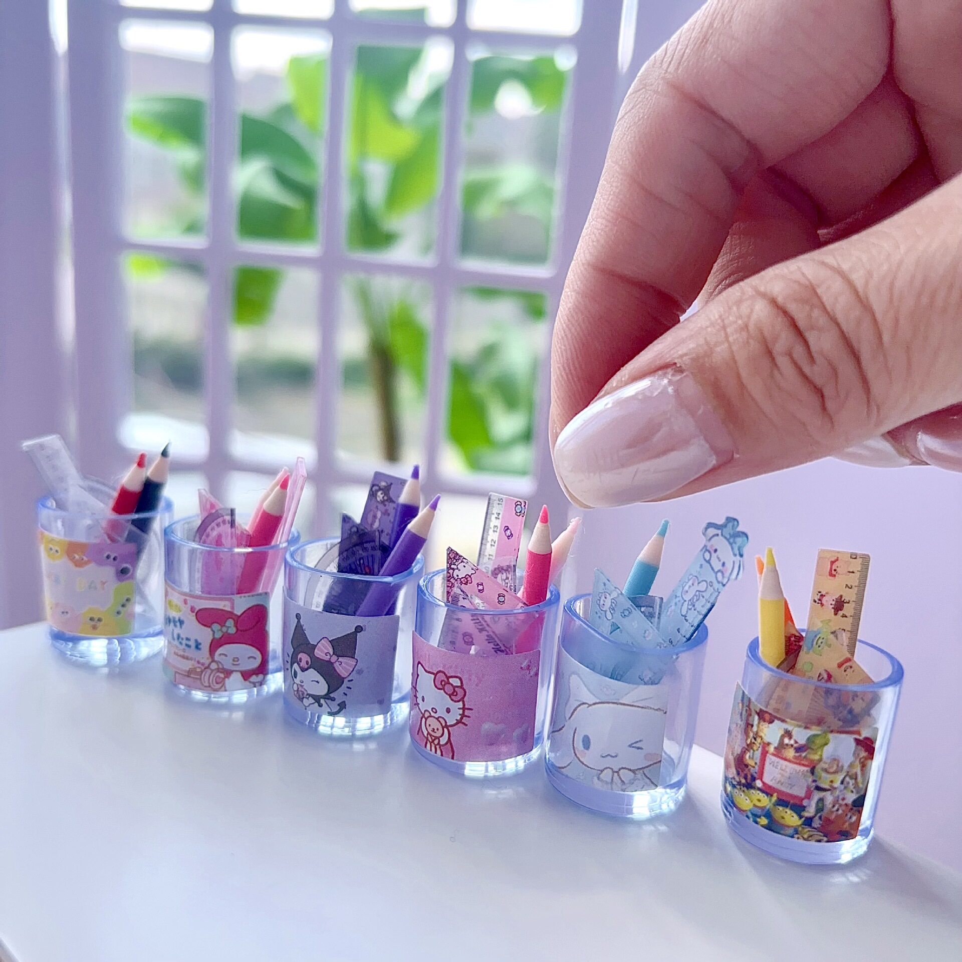 微缩卡通尺子铅笔套组 迷你仿真学习用品模型摆设 拍摄道具