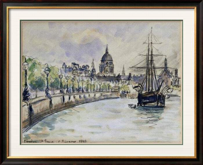 纯进口原版画芯美式风景装饰画Camille Pissarro伦敦圣保罗大教堂