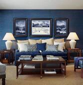 美式 饰画 蓝色沙发套画蓝色庄园 高端艺术品画芯蓝色装 纯进口原版
