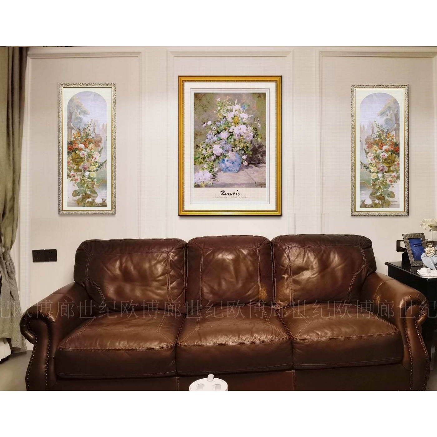 美式客厅进口原版花卉套画组合高端实木框装裱装饰画春之花束
