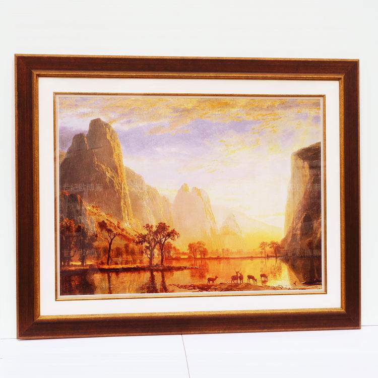 进口原版画芯山水风景装饰画优胜美地大峡谷日出Albert Bierstadt