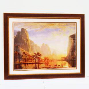 进口原版画芯山水风景装饰画优胜美地大峡谷日出Albert Bierstadt