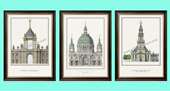 德国建筑 饰画 三幅套画 建筑图谱画芯装 德国纯进口原版
