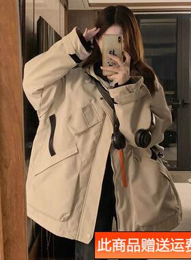 工装羽绒棉服少女冬203新款初