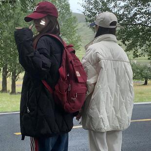 冬季羽绒棉服女2025年新款学生闺蜜装宽松棉袄情侣菱格夹棉衣外套