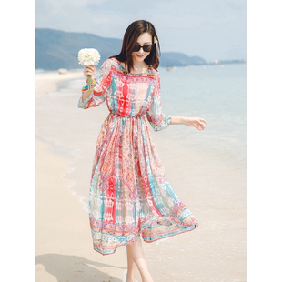 超仙泰国民族风多巴胺旅游穿搭绝美拍照裙三亚沙滩裙海边度假高端