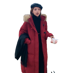 网红羽绒棉服胡楚靓休闲宽松女长款过膝棉服2025冬新款毛领外套潮