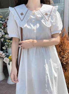 学院风娃领连衣裙女夏季203新