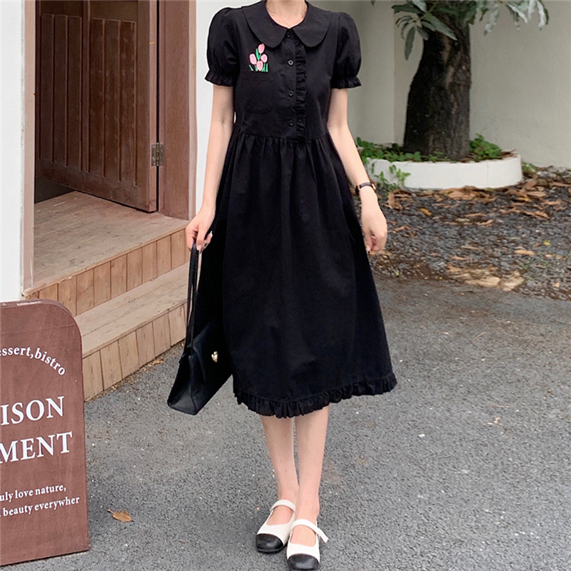 侧耳倾听韩版A字裙棉质