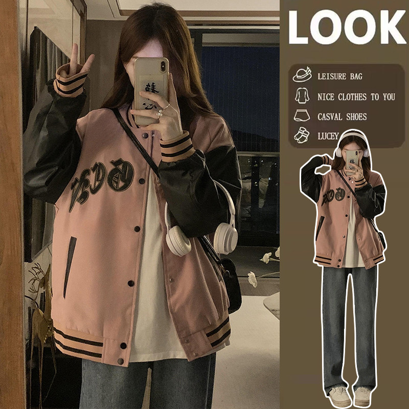 立领棒球服外套少女春秋装2025新款初中高中学生宽松休闲运动夹克